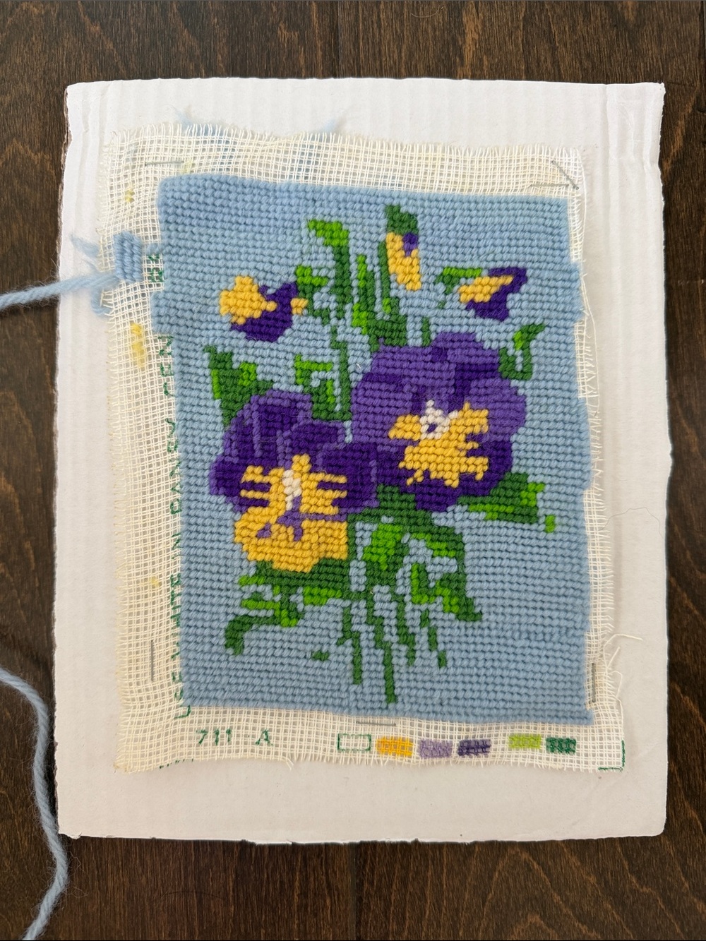 Completed Needlepoint - Pansy